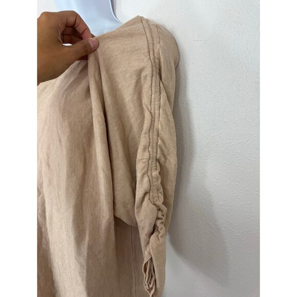 Max Studio Wheat Knit Sweater S NWT $98 Rayon Blend Ruched Sleeve - Picture 4 of 7